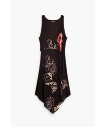 Asymmetry floral flocking dress / アシメトリーフローラルフロッキングワンピース　結婚式 二次会 フォーマル