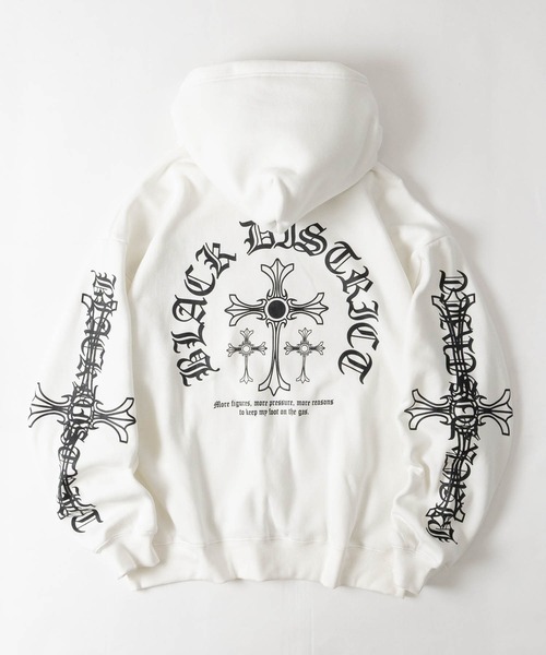 JOHN'S CLOSET(ジョンズクローゼット)の「【a】別注 クロスモチーフ フルジップパーカー ショート丈/セットアップ展開 病み系/グランジ/Y2K(パーカー・レディース・ホワイト/ブラック系2/ブラック系1・LARGE/MEDIUM/FREE)」の15枚目の写真