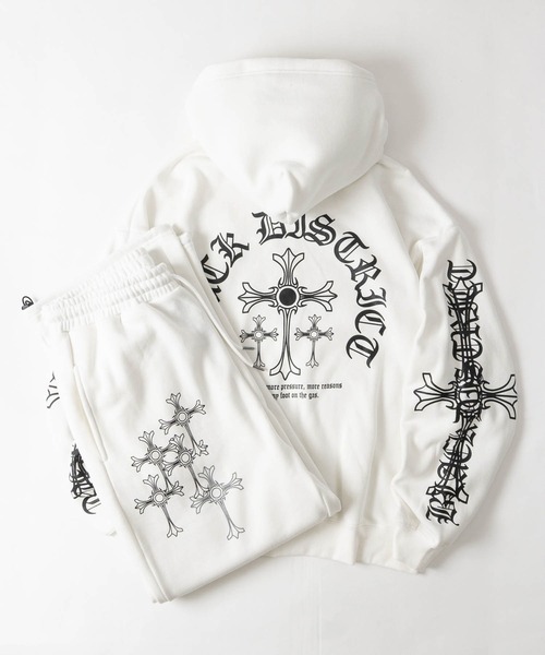 JOHN'S CLOSET(ジョンズクローゼット)の「【a】別注 クロスモチーフ フルジップパーカー ショート丈/セットアップ展開 病み系/グランジ/Y2K(パーカー・レディース・ホワイト/ブラック系2/ブラック系1・LARGE/MEDIUM/FREE)」の16枚目の写真