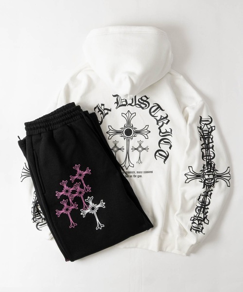 JOHN'S CLOSET(ジョンズクローゼット)の「【a】別注 クロスモチーフ フルジップパーカー ショート丈/セットアップ展開 病み系/グランジ/Y2K(パーカー・レディース・ホワイト/ブラック系2/ブラック系1・LARGE/MEDIUM/FREE)」の18枚目の写真