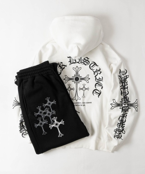 JOHN'S CLOSET(ジョンズクローゼット)の「【a】別注 クロスモチーフ フルジップパーカー ショート丈/セットアップ展開 病み系/グランジ/Y2K(パーカー・レディース・ホワイト/ブラック系2/ブラック系1・LARGE/MEDIUM/FREE)」の17枚目の写真