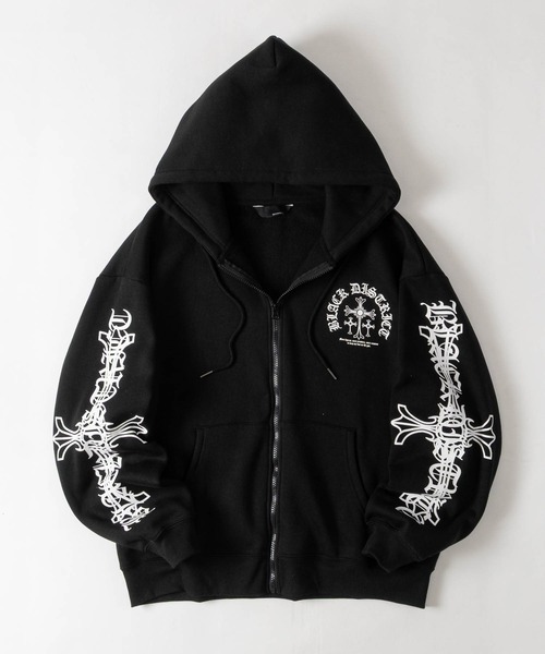 JOHN'S CLOSET(ジョンズクローゼット)の「【a】別注 クロスモチーフ フルジップパーカー ショート丈/セットアップ展開 病み系/グランジ/Y2K(パーカー・レディース・ホワイト/ブラック系2/ブラック系1・LARGE/MEDIUM/FREE)」の19枚目の写真