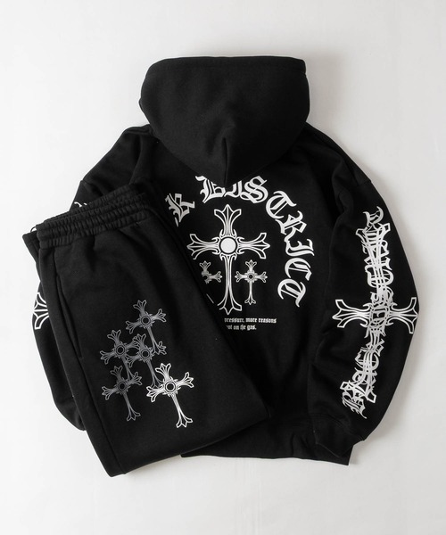 JOHN'S CLOSET(ジョンズクローゼット)の「【a】別注 クロスモチーフ フルジップパーカー ショート丈/セットアップ展開 病み系/グランジ/Y2K(パーカー・レディース・ホワイト/ブラック系2/ブラック系1・LARGE/MEDIUM/FREE)」の22枚目の写真