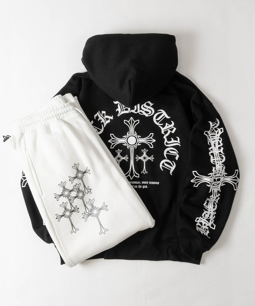 JOHN'S CLOSET(ジョンズクローゼット)の「【a】別注 クロスモチーフ フルジップパーカー ショート丈/セットアップ展開 病み系/グランジ/Y2K(パーカー・レディース・ホワイト/ブラック系2/ブラック系1・LARGE/MEDIUM/FREE)」の21枚目の写真