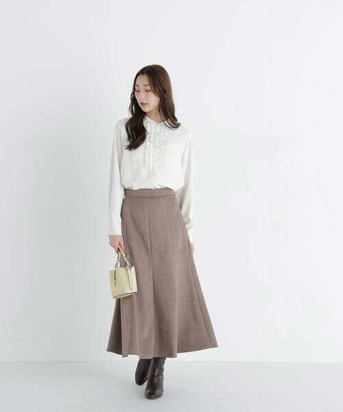 NATURAL BEAUTY BASIC(ナチュラルビューティーベーシック)の「フロントフリルブラウス(シャツ/ブラウス・レディース・ネイビー/ライトグリーン/オフホワイト・FREE)」の4枚目の写真