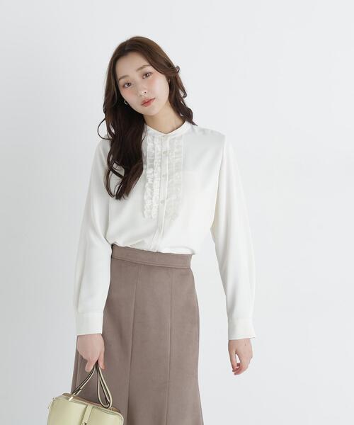 NATURAL BEAUTY BASIC(ナチュラルビューティーベーシック)の「フロントフリルブラウス(シャツ/ブラウス・レディース・ネイビー/ライトグリーン/オフホワイト・FREE)」の9枚目の写真