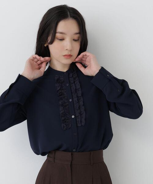 NATURAL BEAUTY BASIC(ナチュラルビューティーベーシック)の「フロントフリルブラウス(シャツ/ブラウス・レディース・ネイビー/ライトグリーン/オフホワイト・FREE)」の13枚目の写真
