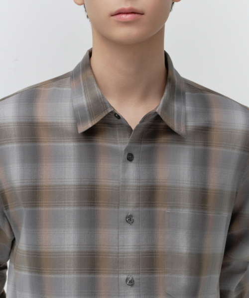 MUSINSA STANDARD（ムシンサスタンダード）の「リラックスドシャドーチェックシャツ [グレー/ブラウン]（シャツ/ブラウス・メンズ・その他・SMALL/MEDIUM/LARGE/X-LARGE/2XL）」の6枚目の写真