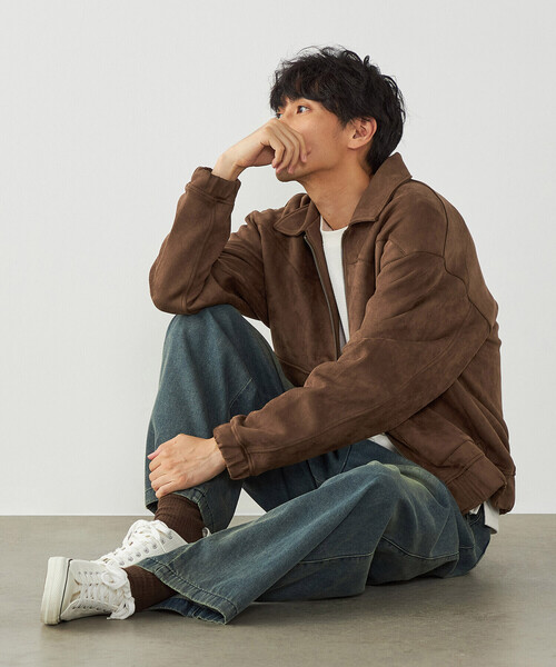 Purple&Yellow(パープルアンドイエロー)の「スエードタッチ ダンボールブルゾン(ブルゾン・メンズ・ブラック/ブラウン・M/L/S)」の1枚目の写真