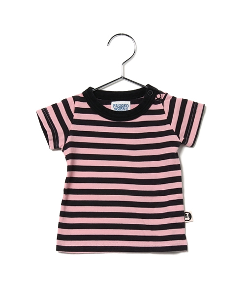 RUGGEDWORKS（ラゲッドワークス）の「ボーダー半袖Tシャツ(70～90㎝)（Tシャツ/カットソー・キッズ・ブルー/グリーン/ピンク/サーモンピンク/キナリ/イエロー・70cm/80ｃｍ/90cm）」の5枚目の写真