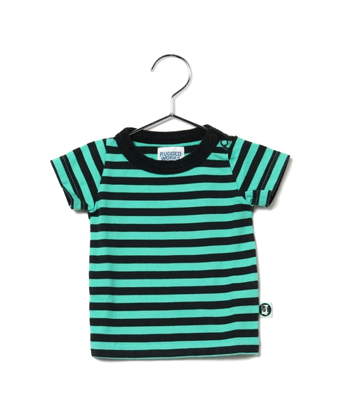 RUGGEDWORKS（ラゲッドワークス）の「ボーダー半袖Tシャツ(70～90㎝)（Tシャツ/カットソー・キッズ・ブルー/グリーン/ピンク/サーモンピンク/キナリ/イエロー・70cm/80ｃｍ/90cm）」の3枚目の写真