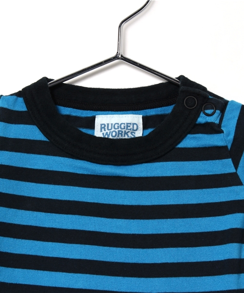 RUGGEDWORKS（ラゲッドワークス）の「ボーダー半袖Tシャツ(70～90㎝)（Tシャツ/カットソー・キッズ・ブルー/グリーン/ピンク/サーモンピンク/キナリ/イエロー・70cm/80ｃｍ/90cm）」の7枚目の写真