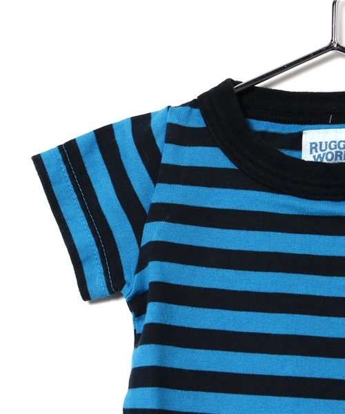 RUGGEDWORKS（ラゲッドワークス）の「ボーダー半袖Tシャツ(70～90㎝)（Tシャツ/カットソー・キッズ・ブルー/グリーン/ピンク/サーモンピンク/キナリ/イエロー・70cm/80ｃｍ/90cm）」の8枚目の写真