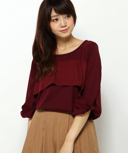 LBC（エルビーシー）の「シルケット天竺ボリューム袖プルオーバー （Tシャツ/カットソー・レディース・アッシュグレー/ライトブラウン/エンジ・MEDIUM）」の3枚目の写真