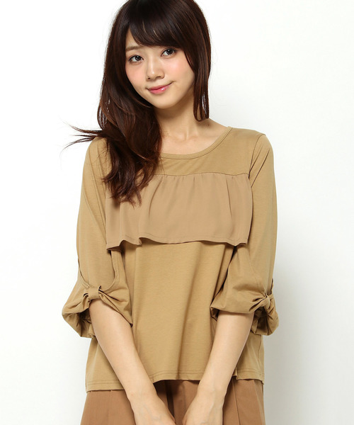 LBC（エルビーシー）の「シルケット天竺ボリューム袖プルオーバー （Tシャツ/カットソー・レディース・アッシュグレー/ライトブラウン/エンジ・MEDIUM）」の2枚目の写真