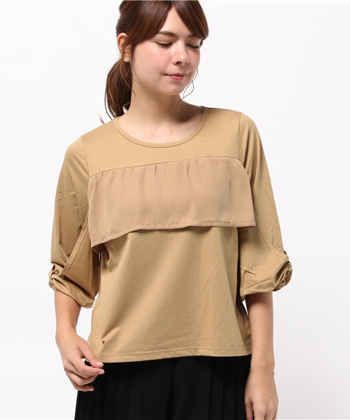 LBC（エルビーシー）の「シルケット天竺ボリューム袖プルオーバー （Tシャツ/カットソー・レディース・アッシュグレー/ライトブラウン/エンジ・MEDIUM）」の11枚目の写真