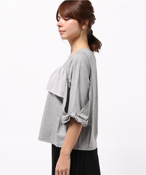 LBC（エルビーシー）の「シルケット天竺ボリューム袖プルオーバー （Tシャツ/カットソー・レディース・アッシュグレー/ライトブラウン/エンジ・MEDIUM）」の7枚目の写真