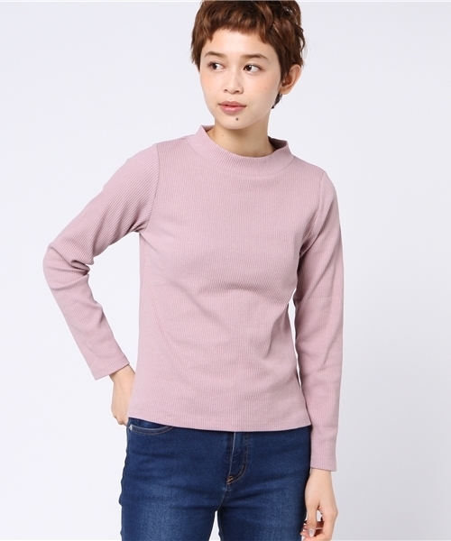 POU DOU DOU（プードゥドゥ）の「テレコプチハイネックプルオーバー（Tシャツ/カットソー・レディース・チャコールグレー/ブルー/ピンク/アイボリー/ブラック・3）」の5枚目の写真