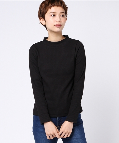 POU DOU DOU（プードゥドゥ）の「テレコプチハイネックプルオーバー（Tシャツ/カットソー・レディース・チャコールグレー/ブルー/ピンク/アイボリー/ブラック・3）」の3枚目の写真