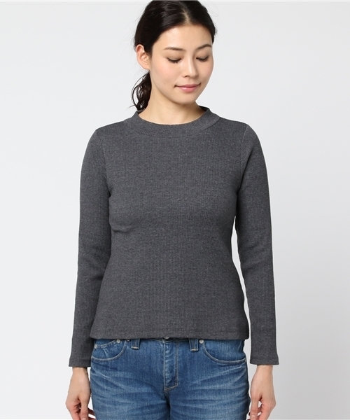 POU DOU DOU（プードゥドゥ）の「テレコプチハイネックプルオーバー（Tシャツ/カットソー・レディース・チャコールグレー/ブルー/ピンク/アイボリー/ブラック・3）」の6枚目の写真