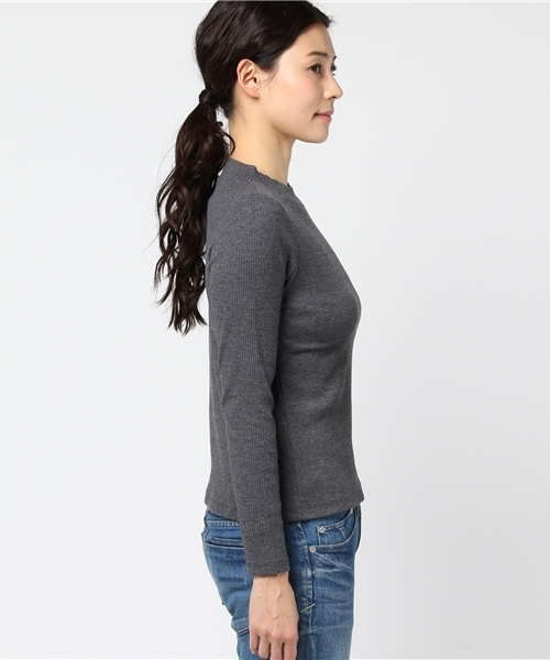 POU DOU DOU（プードゥドゥ）の「テレコプチハイネックプルオーバー（Tシャツ/カットソー・レディース・チャコールグレー/ブルー/ピンク/アイボリー/ブラック・3）」の7枚目の写真