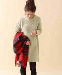 coen | カラーネップニットワンピース(ワンピース)