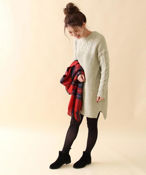 coen（コーエン）の「カラーネップニットワンピース（ワンピース・レディース・ベージュ/ライトブルー/レッド・FREE）」の13枚目の写真