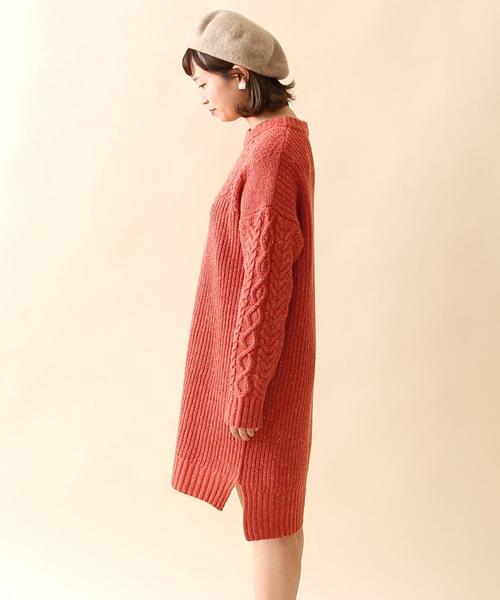 coen（コーエン）の「カラーネップニットワンピース（ワンピース・レディース・ベージュ/ライトブルー/レッド・FREE）」の16枚目の写真