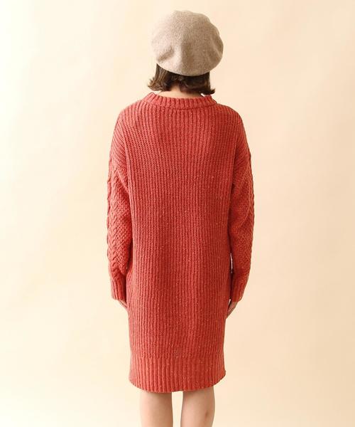 coen（コーエン）の「カラーネップニットワンピース（ワンピース・レディース・ベージュ/ライトブルー/レッド・FREE）」の17枚目の写真