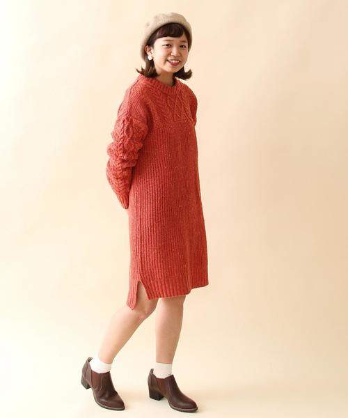 coen（コーエン）の「カラーネップニットワンピース（ワンピース・レディース・ベージュ/ライトブルー/レッド・FREE）」の11枚目の写真