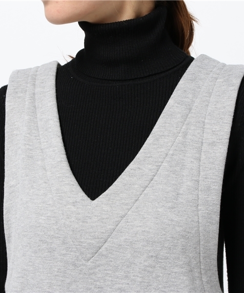 RODEO CROWNS WIDE BOWL（ロデオクラウンズワイドボウル）の「WARM カット オールインワン（ワンピース・レディース・ブラック/トップグレー/ベージュ・MEDIUM/SMALL）」の7枚目の写真