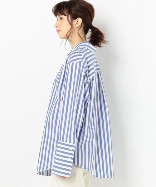 Another Edition（アナザーエディション）の「コットンストライプシャツ（シャツ/ブラウス・レディース・コバルトブルー・FREE）」の4枚目の写真
