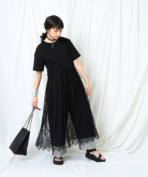 Ray Beams レイビームス の Ray Beams レースシアー 切り替えtシャツ ワンピース ワンピース Wear