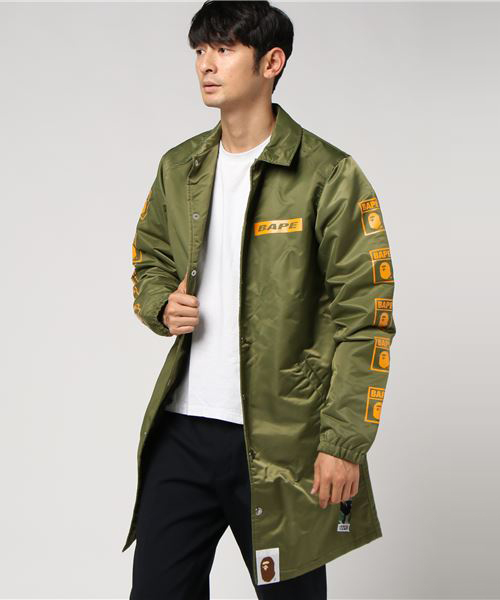 A BATHING APE（アベイシングエイプ）の「BAPE LONG COACH JACKET M（ミリタリージャケット・メンズ・ネイビー/オリーブ・SMALL/MEDIUM/LARGE/X-LARGE/XX-LARGE）」の2枚目の写真