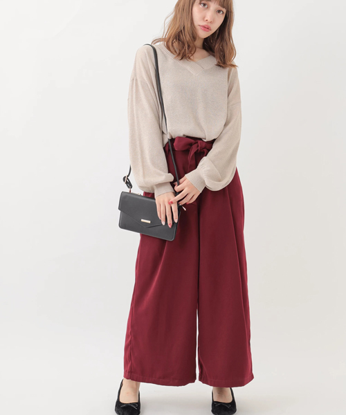 earth music&ecology（アースミュージックアンドエコロジー）の「・ウエストリボンワイドクロップドパンツ（その他パンツ・レディース・ボルドー/ブルーグリーン/ブラック/カーキ/その他/その他31・FREE）」の15枚目の写真