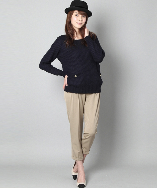 Abahouse Devinette（ドゥヴィネット）の「ﾀｯｸﾀｯｸﾊﾟﾝﾂ　ｳｲﾝﾀｰ（スラックス・レディース・ブラック/ベージュ・0/2/1）」の10枚目の写真