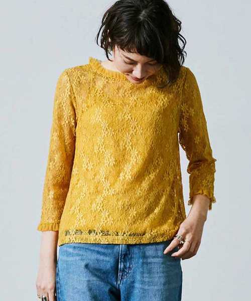 MEDE19F（メデジュウキュウ）の「MEDE19F　レーストップスセット（シャツ/ブラウス・レディース・イエロー/ピンク/ダークグリーン・X-LARGE/MEDIUM/LARGE）」の13枚目の写真