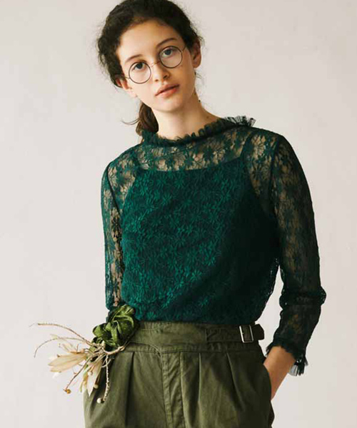 MEDE19F（メデジュウキュウ）の「MEDE19F　レーストップスセット（シャツ/ブラウス・レディース・イエロー/ピンク/ダークグリーン・X-LARGE/MEDIUM/LARGE）」の7枚目の写真