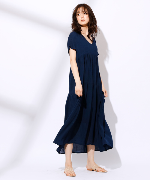 CIAOPANIC（チャオパニック）の「クレープティアードワンピース（ワンピース・レディース・ネイビー/ピンク/ホワイト/ホワイト系その他/ブルー系その他・FREE）」の3枚目の写真