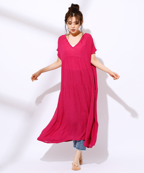 CIAOPANIC（チャオパニック）の「クレープティアードワンピース（ワンピース・レディース・ネイビー/ピンク/ホワイト/ホワイト系その他/ブルー系その他・FREE）」の9枚目の写真