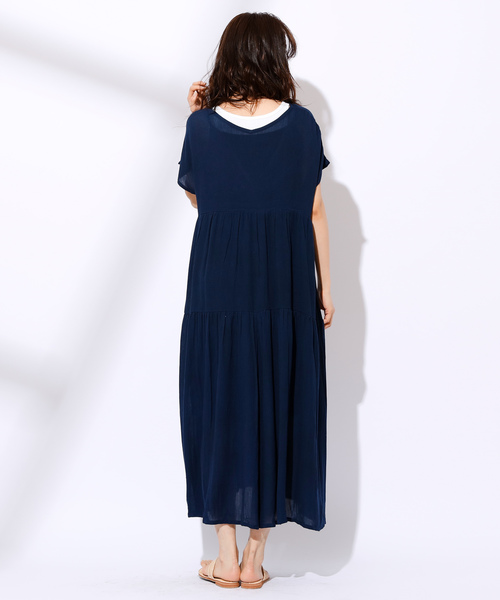 CIAOPANIC（チャオパニック）の「クレープティアードワンピース（ワンピース・レディース・ネイビー/ピンク/ホワイト/ホワイト系その他/ブルー系その他・FREE）」の12枚目の写真