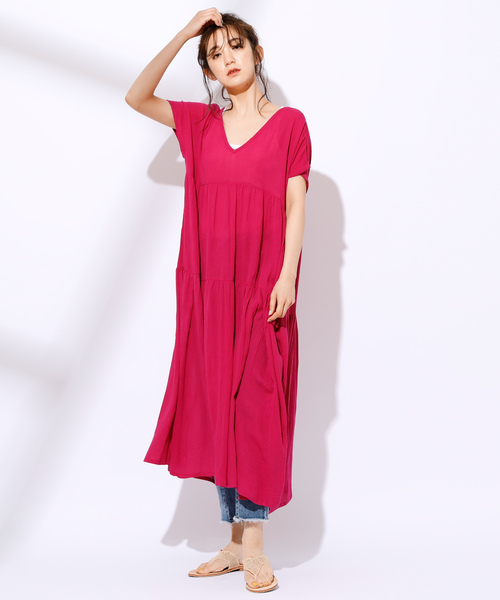 CIAOPANIC（チャオパニック）の「クレープティアードワンピース（ワンピース・レディース・ネイビー/ピンク/ホワイト/ホワイト系その他/ブルー系その他・FREE）」の21枚目の写真