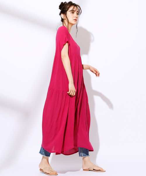 CIAOPANIC（チャオパニック）の「クレープティアードワンピース（ワンピース・レディース・ネイビー/ピンク/ホワイト/ホワイト系その他/ブルー系その他・FREE）」の22枚目の写真