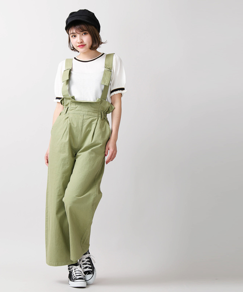 WEGO（ウィゴー）の「WEGO/ハイウエストサロペット（サロペット/オーバーオール・レディース・カーキ/ブラック・FREE）」の10枚目の写真