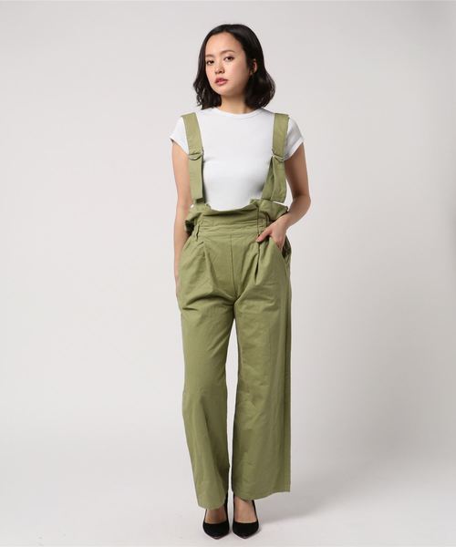 WEGO（ウィゴー）の「WEGO/ハイウエストサロペット（サロペット/オーバーオール・レディース・カーキ/ブラック・FREE）」の6枚目の写真