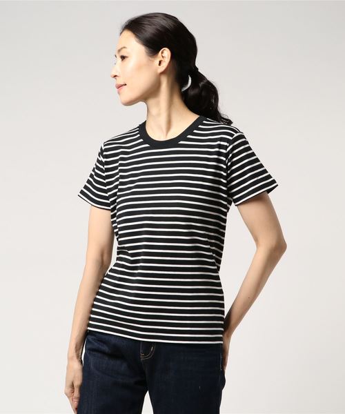 AMERICAN HOLIC（アメリカンホリック）の「・60新彊綿スムースボーダークルーネックTシャツ★（Tシャツ/カットソー・レディース・ブラック/ピンク/ブルー/杢グレー・L/M）」の17枚目の写真