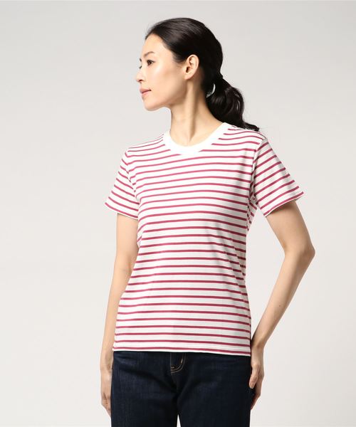 AMERICAN HOLIC（アメリカンホリック）の「・60新彊綿スムースボーダークルーネックTシャツ★（Tシャツ/カットソー・レディース・ブラック/ピンク/ブルー/杢グレー・L/M）」の4枚目の写真