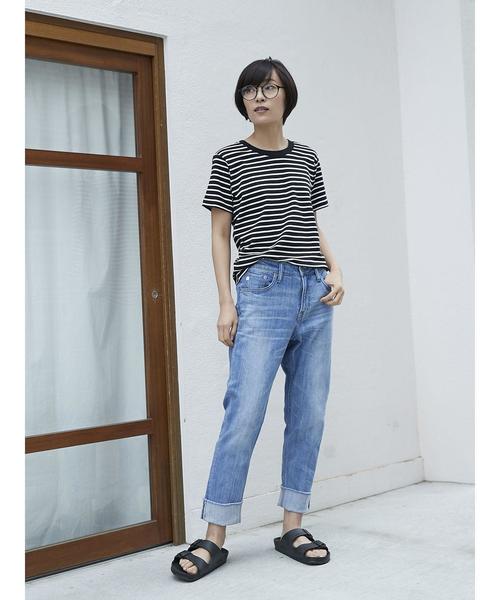 AMERICAN HOLIC（アメリカンホリック）の「・60新彊綿スムースボーダークルーネックTシャツ★（Tシャツ/カットソー・レディース・ブラック/ピンク/ブルー/杢グレー・L/M）」の10枚目の写真