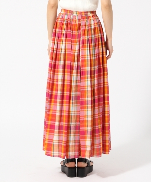 LOWRYS FARM（ローリーズファーム）の「マドラスチェックマキシスカート　786675（スカート・レディース・カーキ/ピンク・FREE）」の8枚目の写真