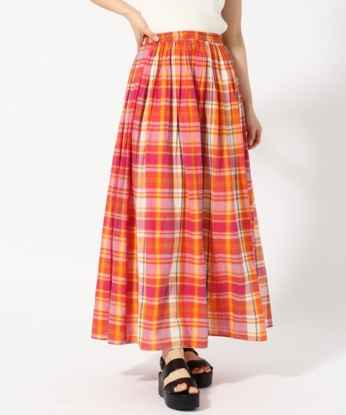 LOWRYS FARM（ローリーズファーム）の「マドラスチェックマキシスカート　786675（スカート・レディース・カーキ/ピンク・FREE）」の11枚目の写真